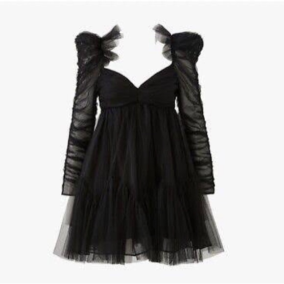 NWT Zimmerman Black Tulle Ruched Mini Dress 1
